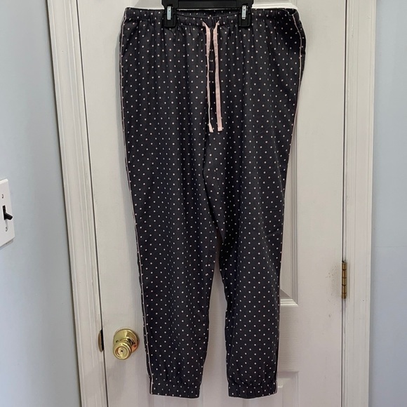 Victoria's Secret Polka Dot Pajama Pants Gray Pink Medium - Picture 1 of 8